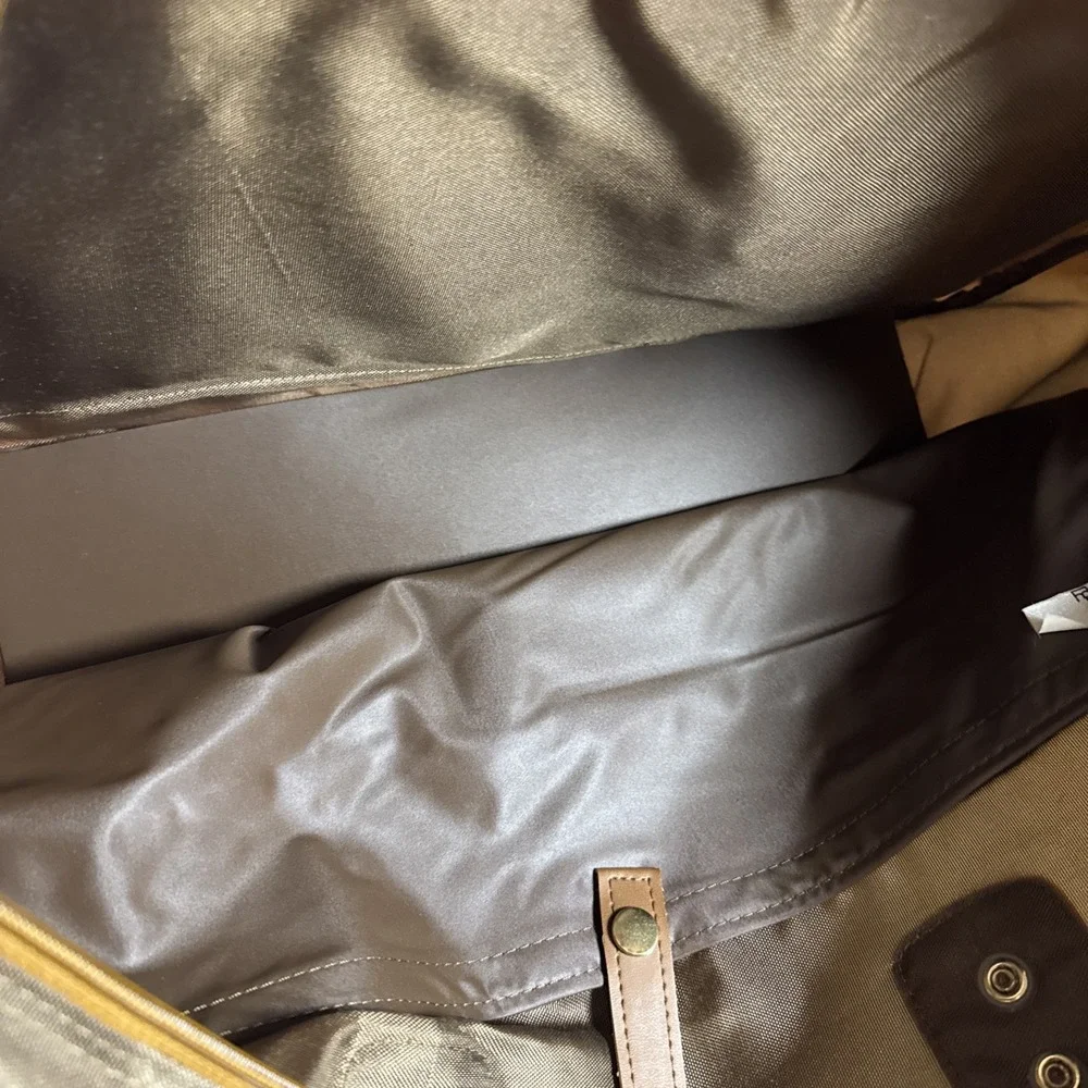Vintage Kingport Brown Nylon Travel Duffel Bag Carry On Korea 19x14 Flaw